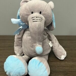 Burton + Burton Grey Blue Elephant Plush Stuffed Animal Nursery Toy 10" 9729710